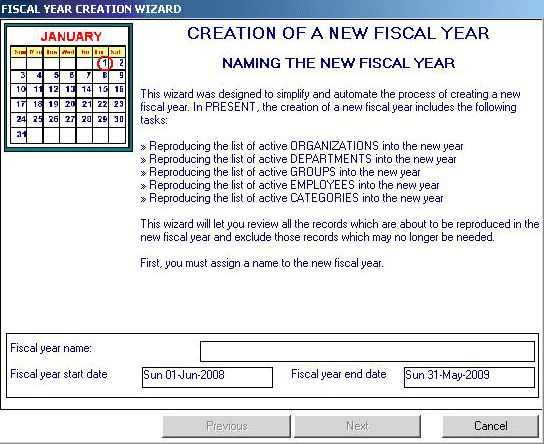 create a fiscal year